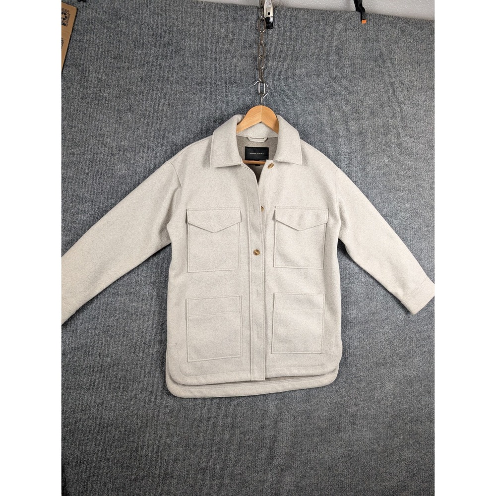 Banana Republic Oyster Pearl Solid 4-Pocket Shacket Shirt Jacket S/403355-01 XS